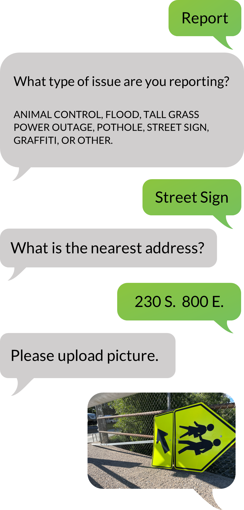 Reporting city issue through text messaging