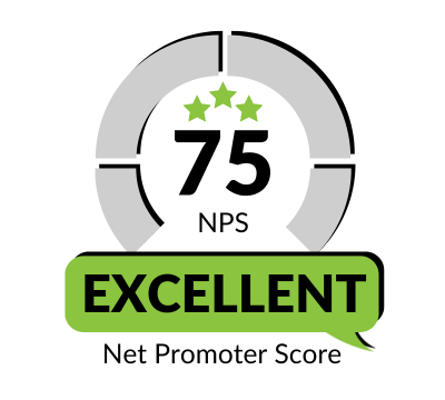 75 Net Promoter Score (NPS), Excellent