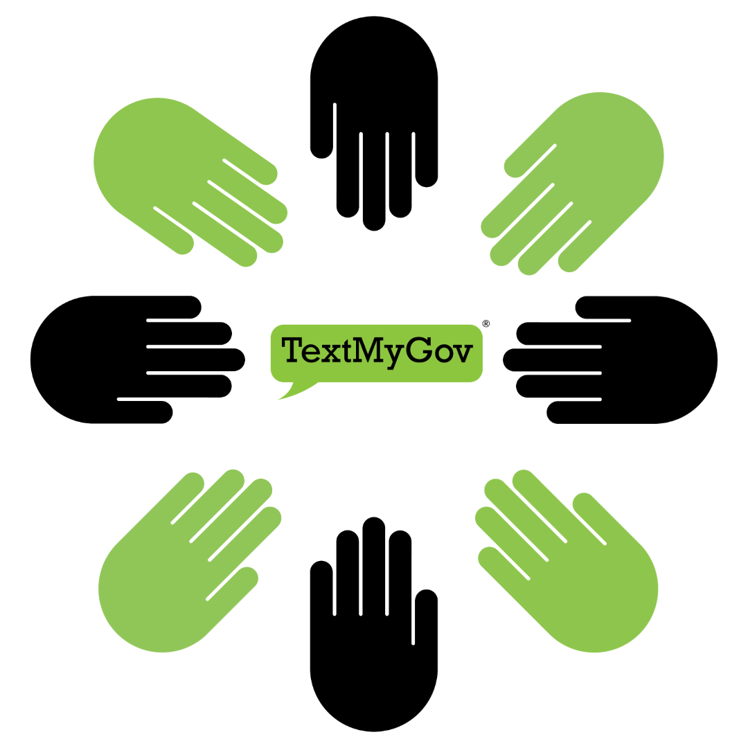 textmygov logo surrounded by hands