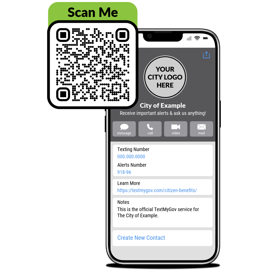 Qr code with contact card city of example