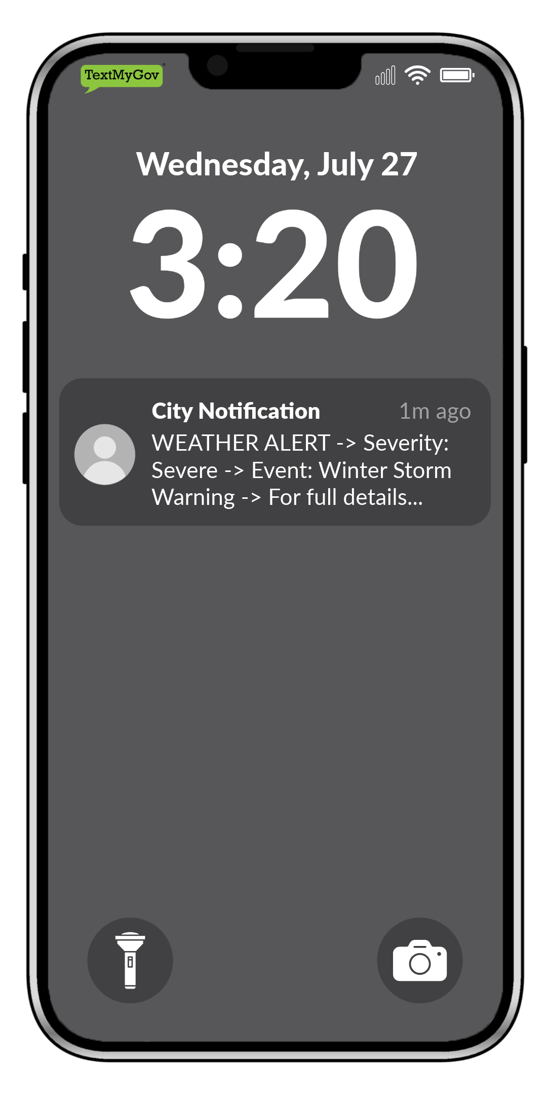 Severe weather phone alert