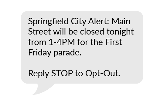 Springfield City Alert Example Message