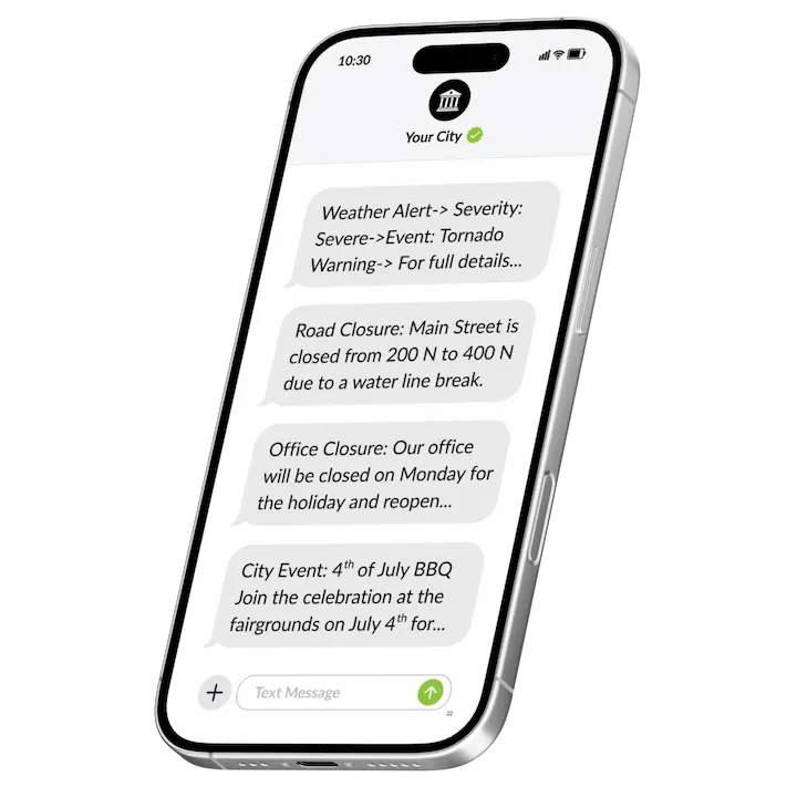 TextMyGov alerts and notifications example on a phone